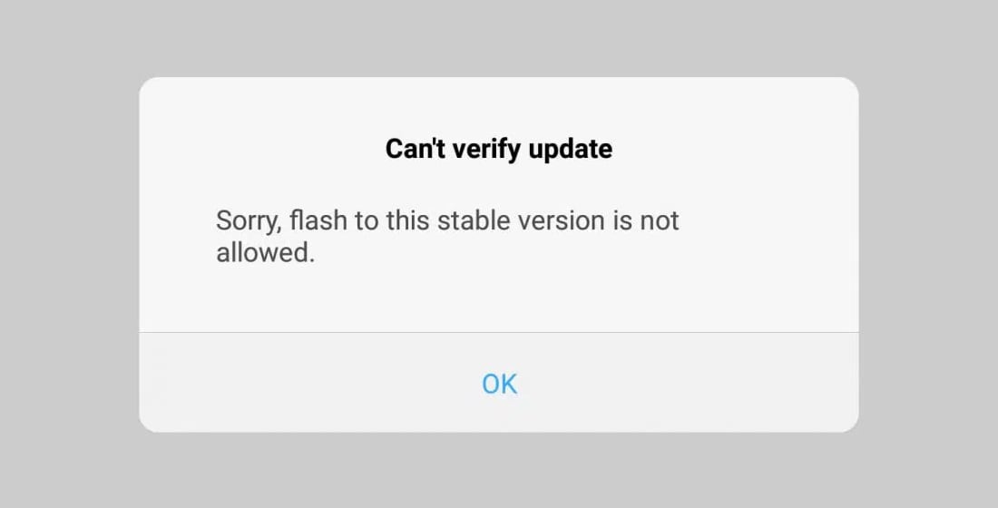 Sorry, flash to this stable version is not allowed
