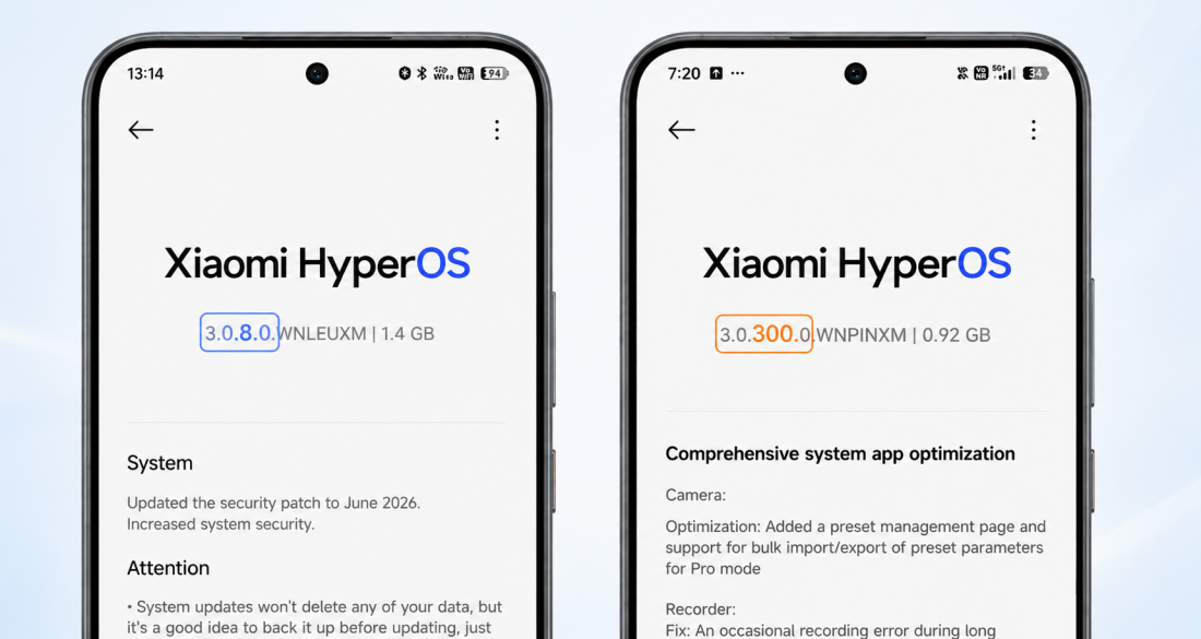 Различие в номерах версий HyperOS 3 и 3.1