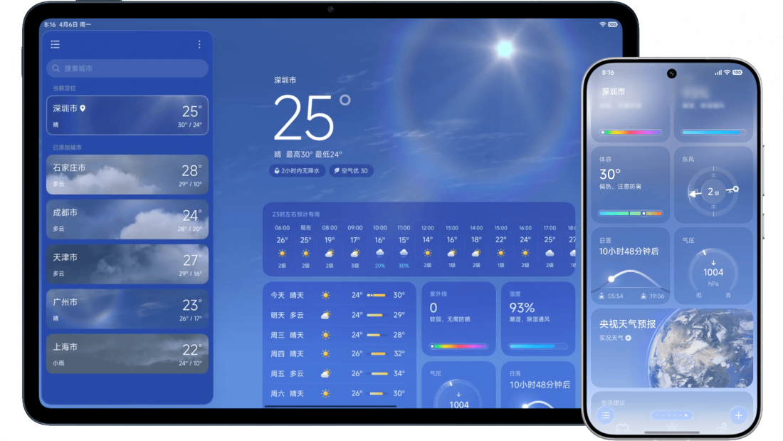 The Weather app on tablets and phones running HyperOS 4