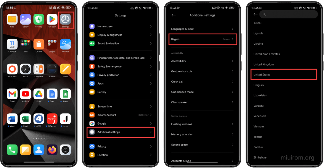 How to change regions in Xiaomi and Redmi