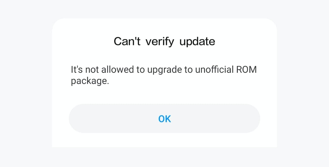 It’s not allowed to upgrade to unofficial ROM package