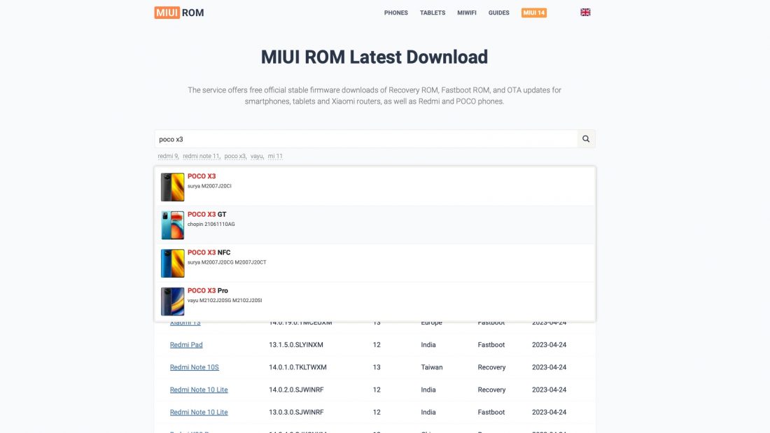 searching for miui rom firmware