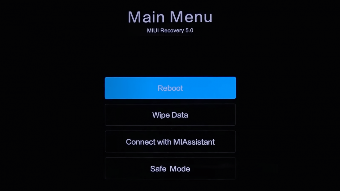 Recovery Menu Reboot